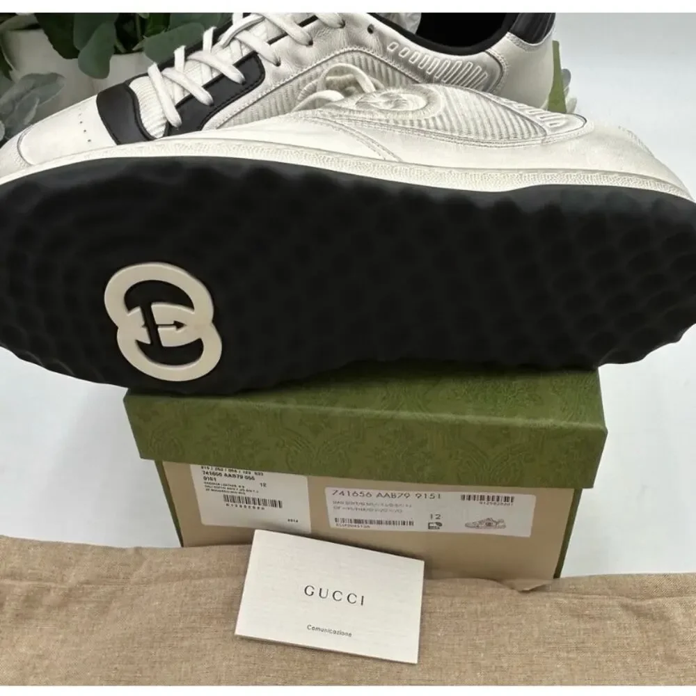 Men's Gucci Mac 80 distressed leather sneakers size 12 made in Italy